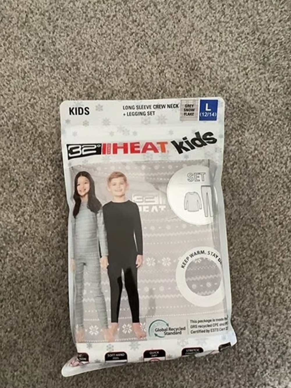 32 Degrees Heat Kids Long Sleeve Crew Neck Top & Legging Thermal Set (L 12/14)